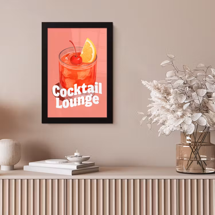 Cocktail Lounge - Glas - Koraal fotolijst zwart zonder passe partout klein -sfeer5
