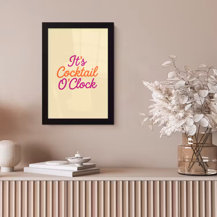 Cocktail O'Clock - Geel - Retro fotolijst zwart zonder passe partout klein -sfeer5
