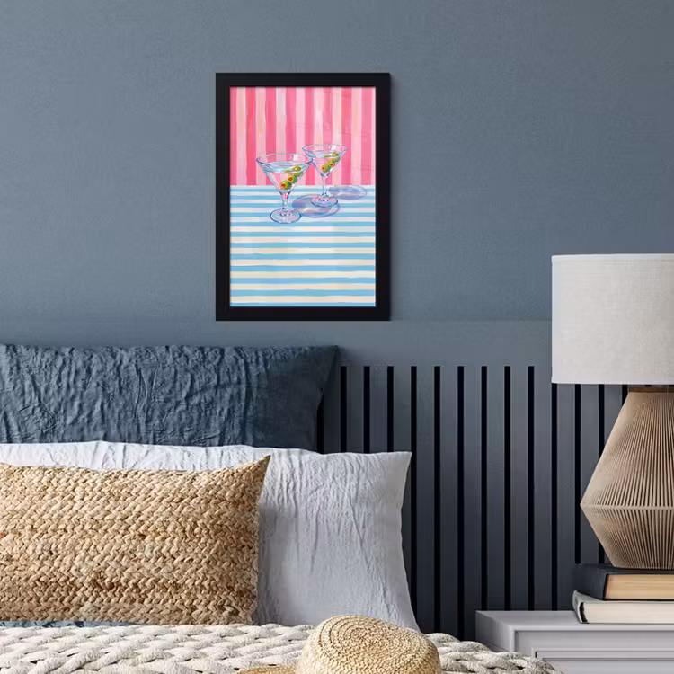 Cocktail - Olijven - Kunst - Modern - Roze fotolijst zwart zonder passe partout klein -sfeer3