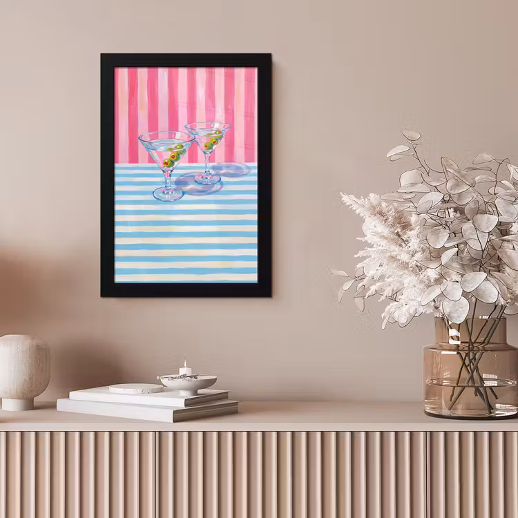 Cocktail - Olijven - Kunst - Modern - Roze fotolijst zwart zonder passe partout klein -sfeer5