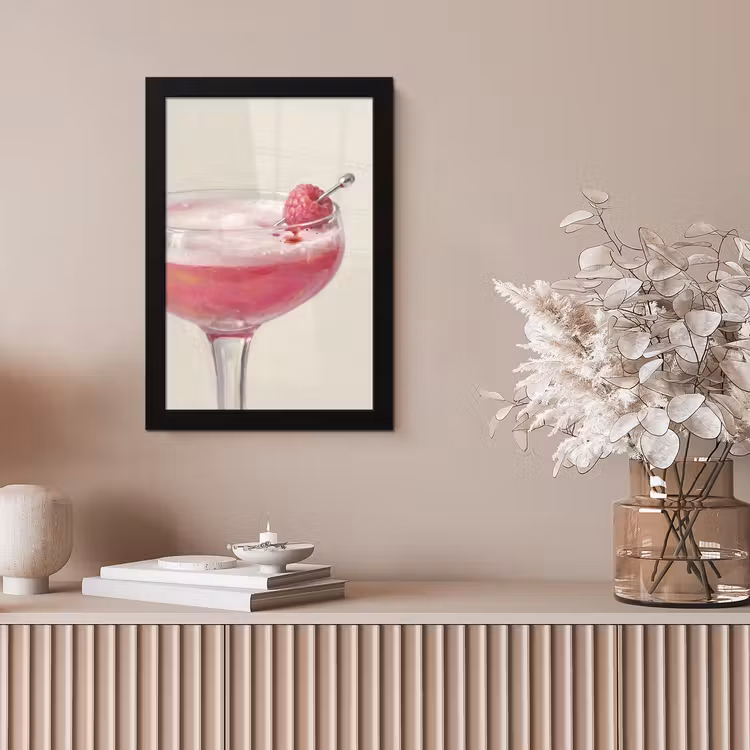Cocktail - Framboos - Drank - Modern - Roze fotolijst zwart zonder passe partout klein -sfeer5