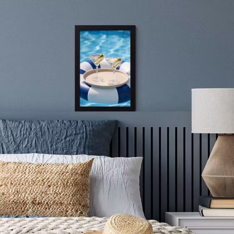 Cocktail - Zwembad - Zomer - Blauw fotolijst zwart zonder passe partout klein -sfeer3