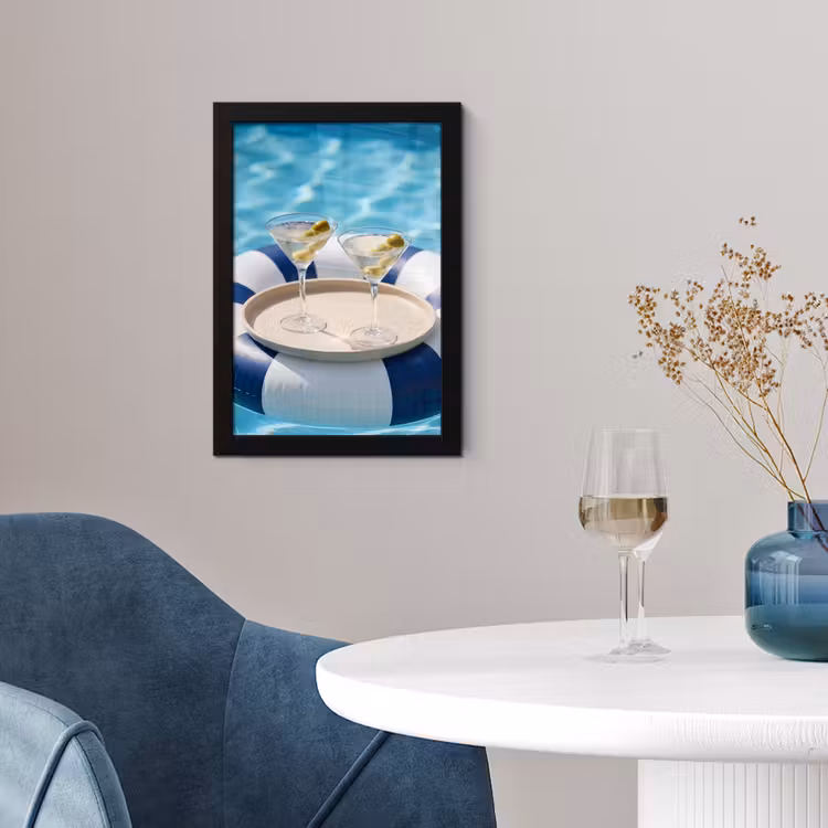 Cocktail - Zwembad - Zomer - Blauw fotolijst zwart zonder passe partout klein -sfeer4