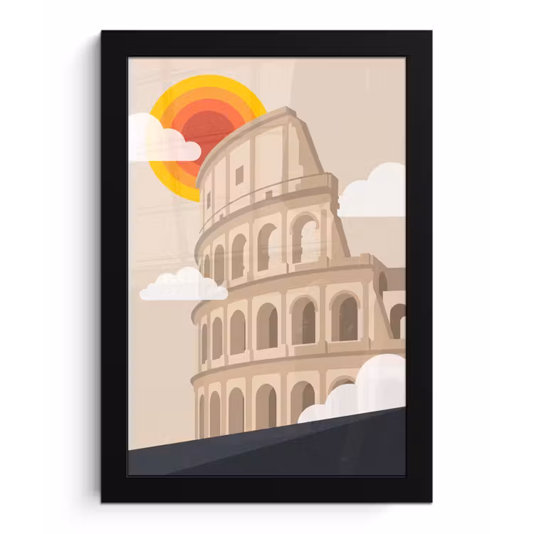 Colosseum - Zonsopgang - Rome - Architectuur - Beige fotolijst zwart zonder passe partout klein -3d