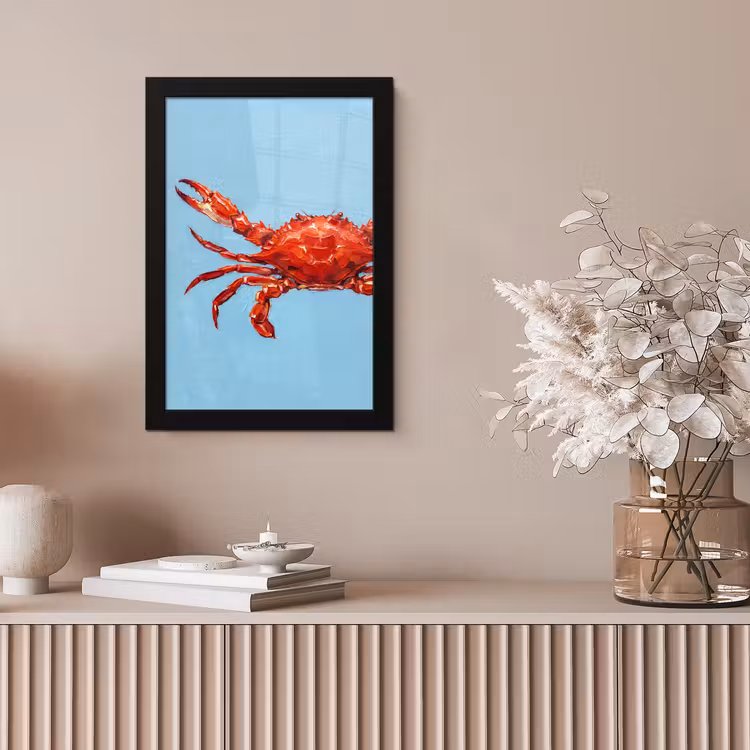 Krab - Zee - Dieren - Abstract - Rood fotolijst zwart zonder passe partout klein -sfeer5