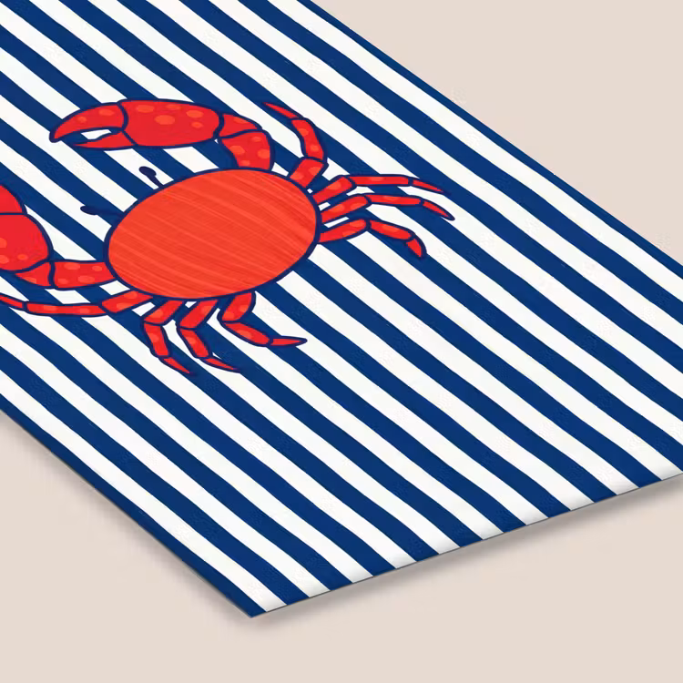 Krab - Strepen - Zeeleven - Illustratie - Rood fotolijst zwart zonder passe partout klein -zsfeer6