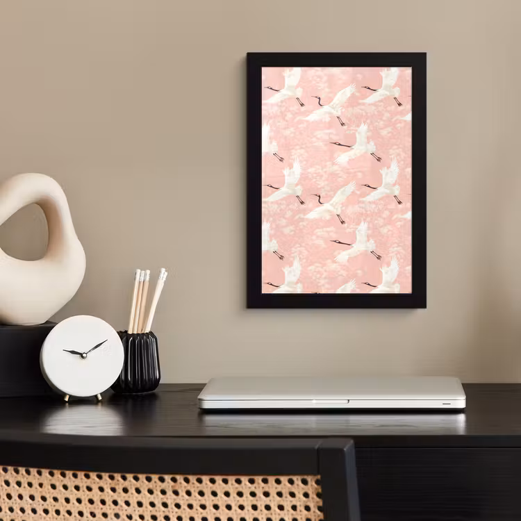 Kraanvogels - Bloesem - Roze fotolijst zwart zonder passe partout klein 224 -sfeer1