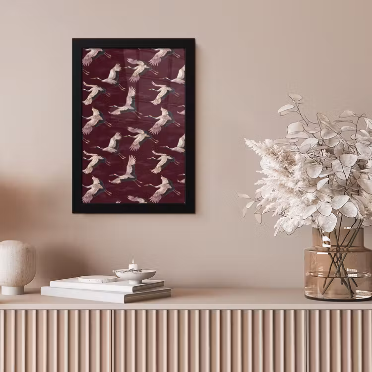 Kraanvogels - Klassiek - Bordeaux fotolijst zwart zonder passe partout klein 224 -sfeer5