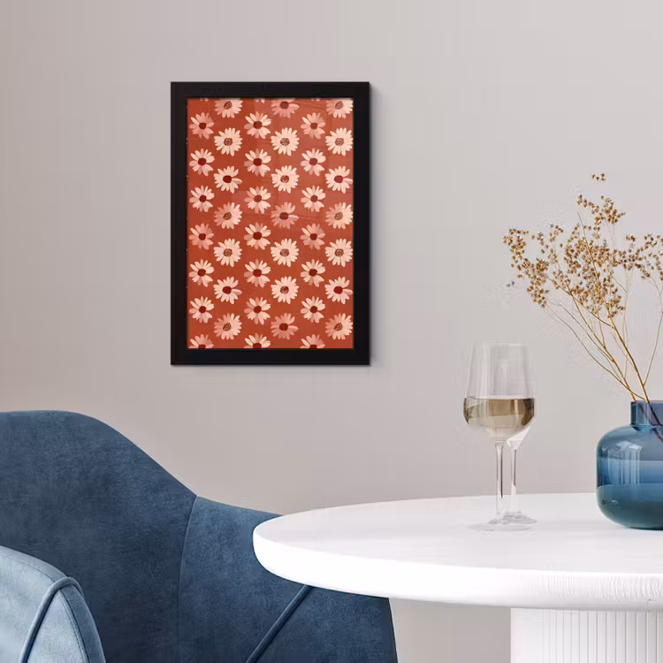 Madelief - Retro - Terracotta fotolijst zwart zonder passe partout klein 224 -sfeer4