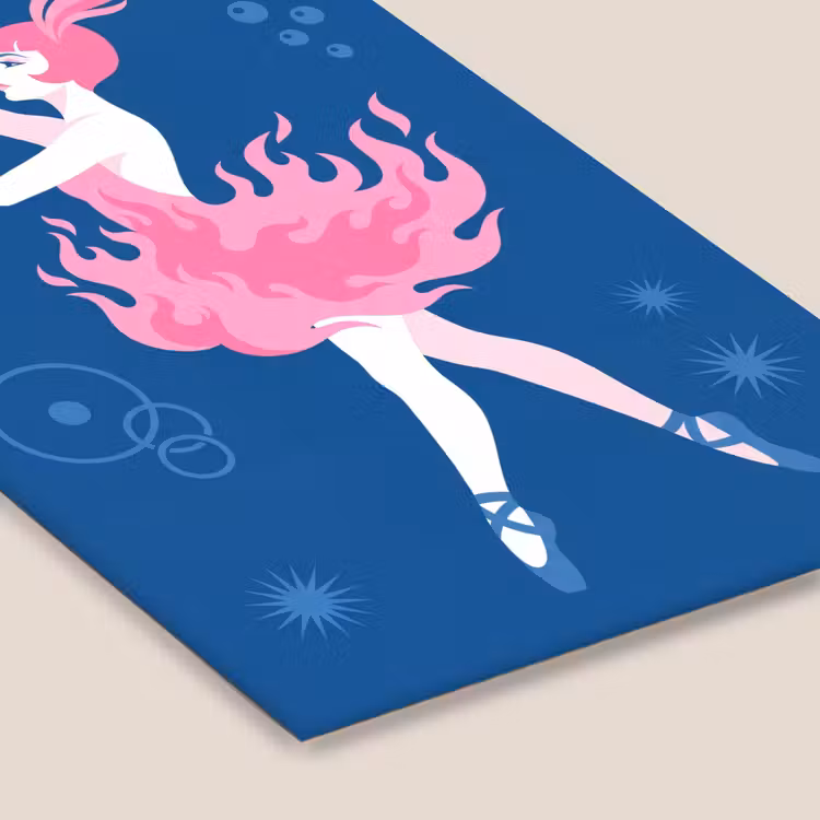 Danseres - Vlammenrok - Abstract - Roze - Blauw fotolijst zwart zonder passe partout klein -zsfeer6