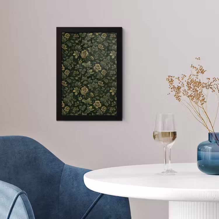 Donker - Groen - Goud - Botanisch fotolijst zwart zonder passe partout klein 224 -sfeer4