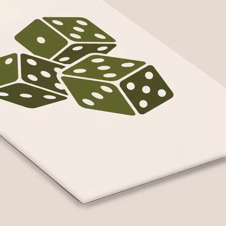 Dobbelsteen - Spel - Groen - Abstract fotolijst zwart zonder passe partout klein -zsfeer6