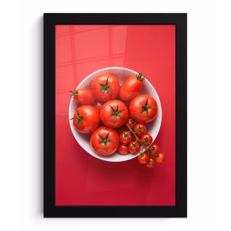 Framed Prints - Dinner Plate - Red - Eten - Kom - Rood fotolijst zwart zonder passe partout klein