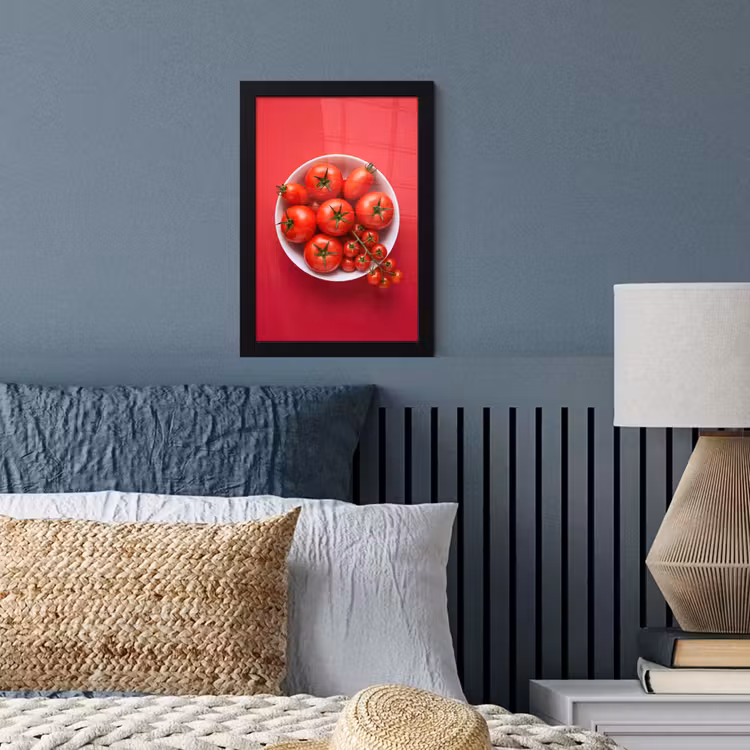 Framed Prints - Dinner Plate - Red - Eten - Kom - Rood fotolijst zwart zonder passe partout klein