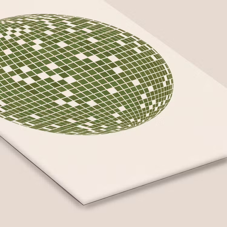 Disco - Bal - Groen - Abstract - Modern fotolijst zwart zonder passe partout klein -zsfeer6