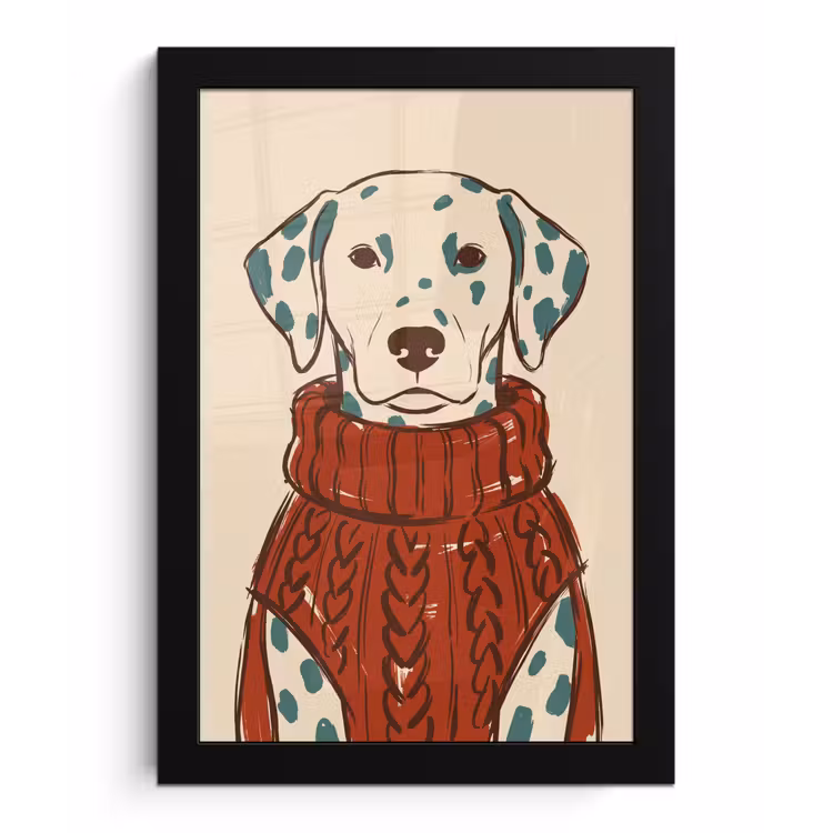 Hond - Trui - Winter - Dieren - Rood fotolijst zwart zonder passe partout klein -3d