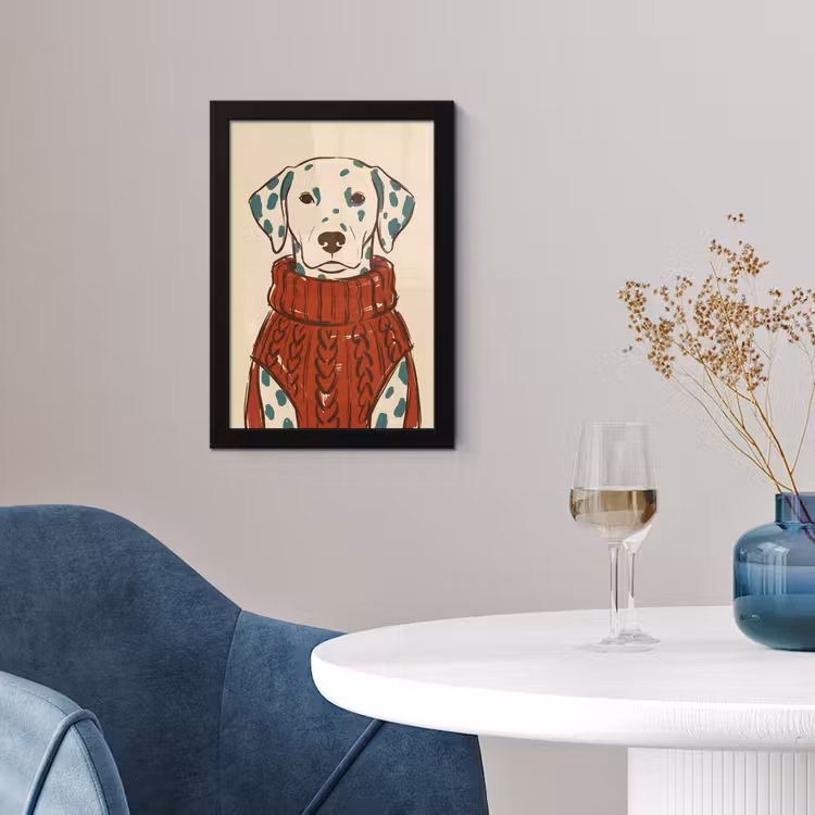 Hond - Trui - Winter - Dieren - Rood fotolijst zwart zonder passe partout klein -sfeer4