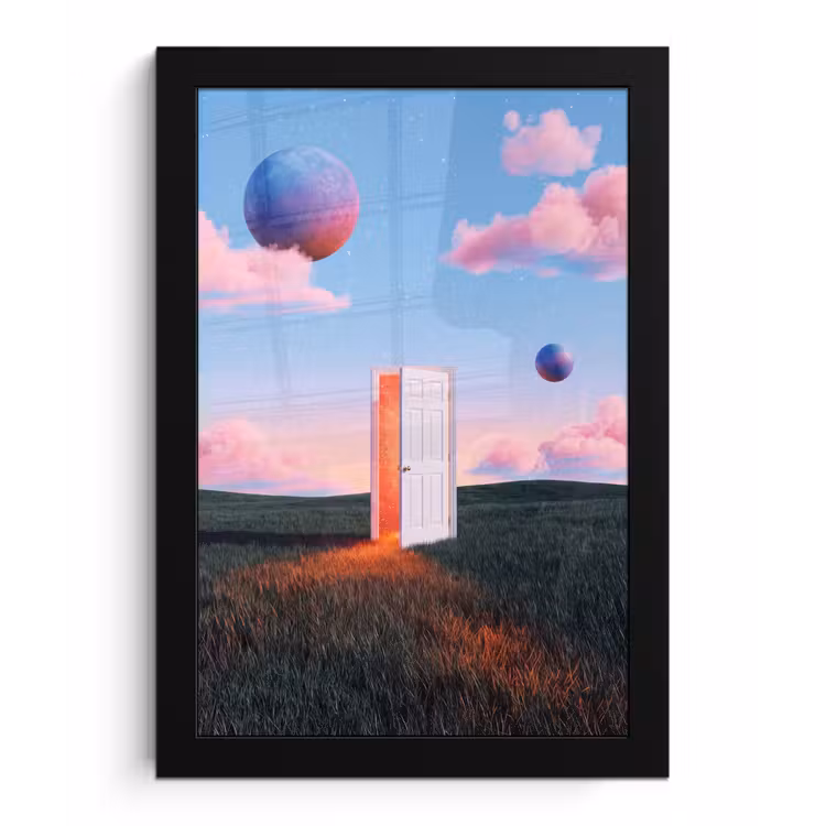 Framed Prints - Door - Fantasy - Space - Deur - Fantasie - Ruimte fotolijst zwart zonder passe partout klein