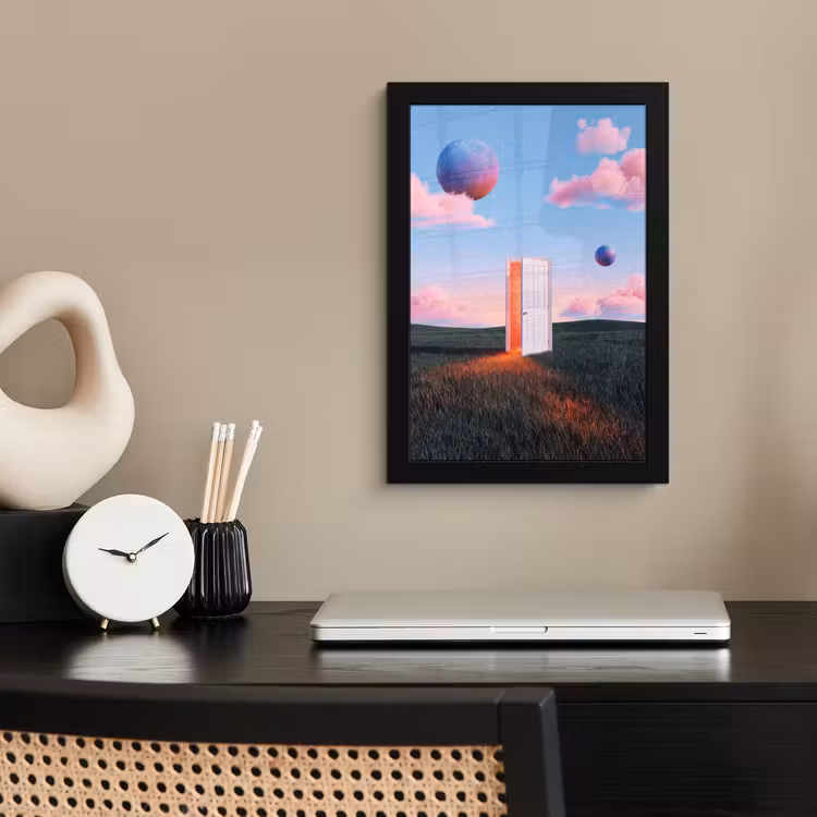 Framed Prints - Door - Fantasy - Space - Deur - Fantasie - Ruimte fotolijst zwart zonder passe partout klein