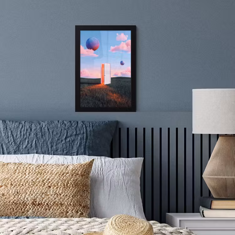Framed Prints - Door - Fantasy - Space - Deur - Fantasie - Ruimte fotolijst zwart zonder passe partout klein