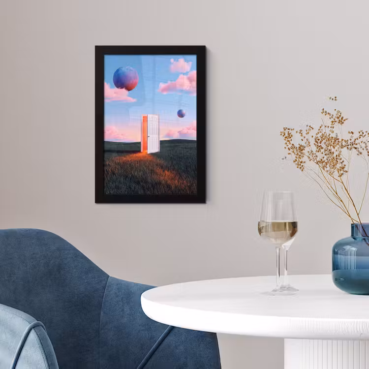 Framed Prints - Door - Fantasy - Space - Deur - Fantasie - Ruimte fotolijst zwart zonder passe partout klein