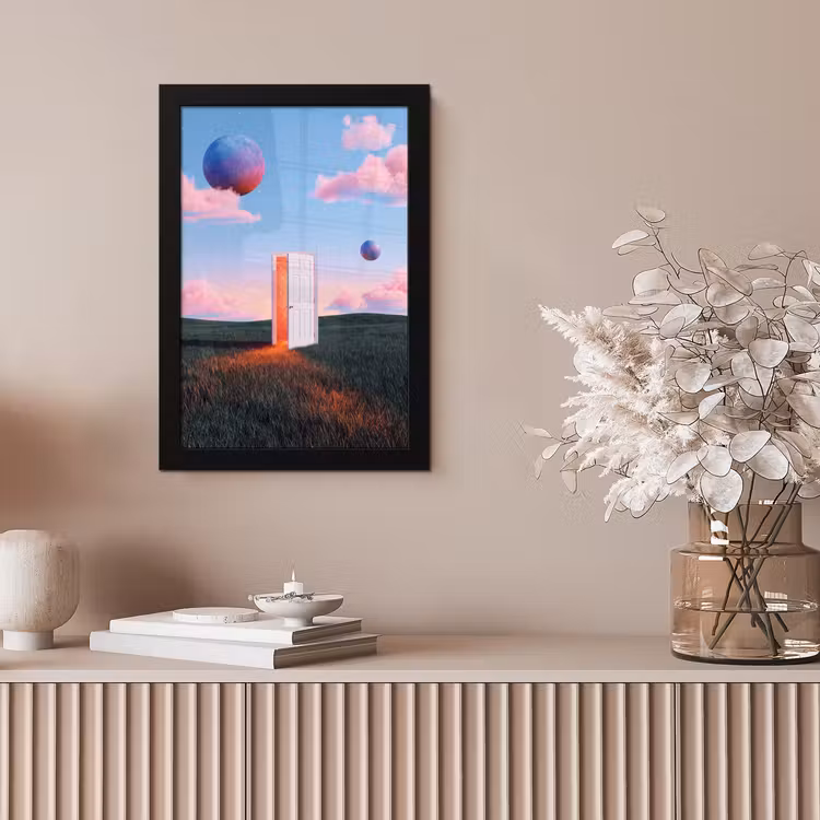 Framed Prints - Door - Fantasy - Space - Deur - Fantasie - Ruimte fotolijst zwart zonder passe partout klein