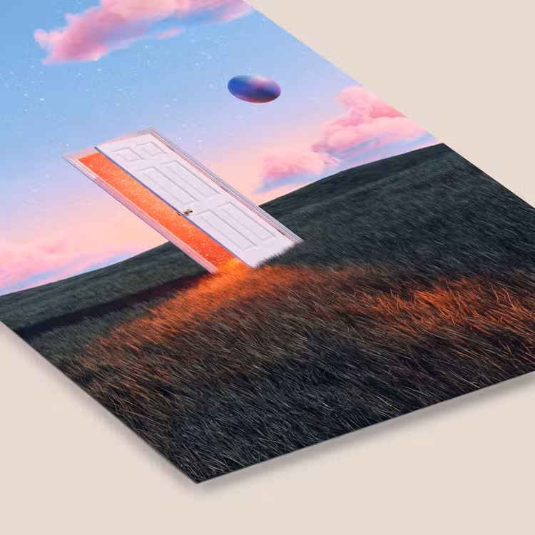 Framed Prints - Door - Fantasy - Space - Deur - Fantasie - Ruimte fotolijst zwart zonder passe partout klein