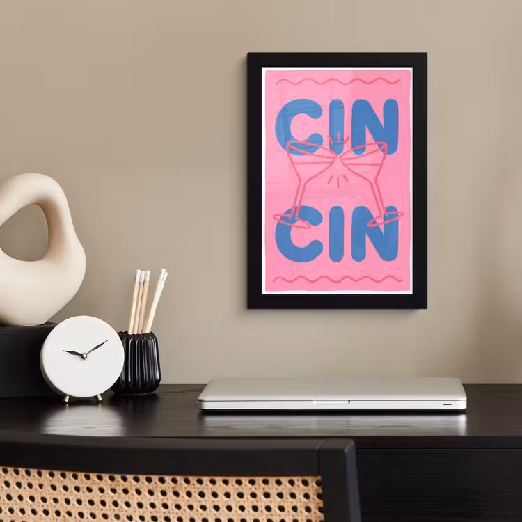 Drank - Glazen - Proost - Modern - Roze fotolijst zwart zonder passe partout klein -sfeer1