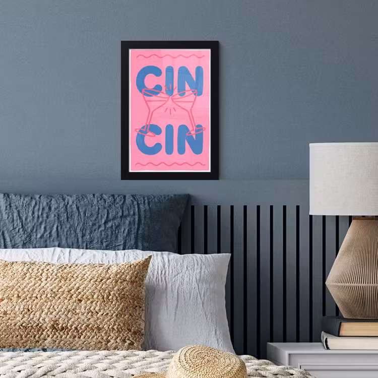Drank - Glazen - Proost - Modern - Roze fotolijst zwart zonder passe partout klein -sfeer3
