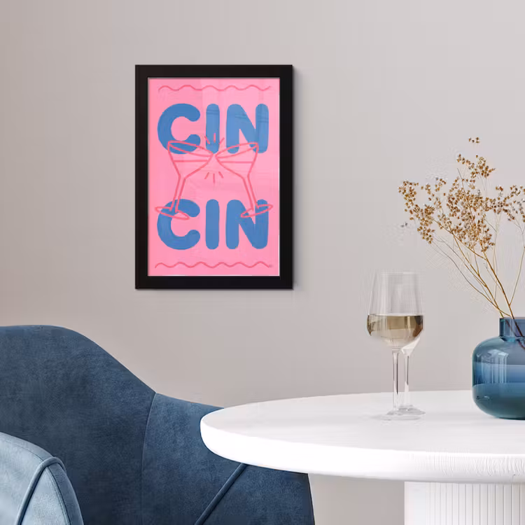 Drank - Glazen - Proost - Modern - Roze fotolijst zwart zonder passe partout klein -sfeer4