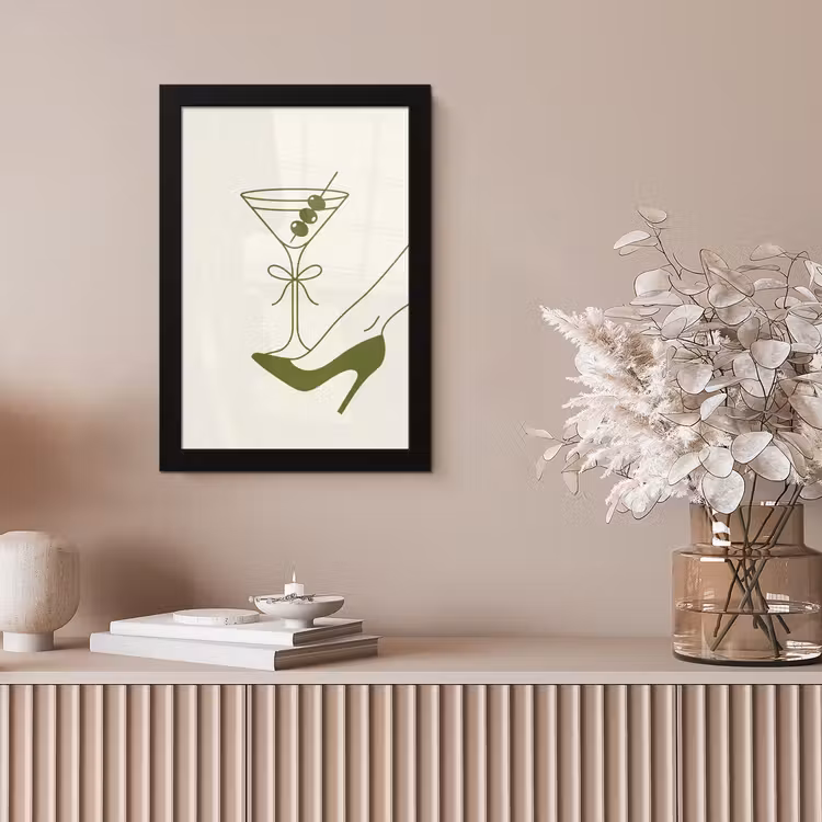 Drank - Martini - Hoge hak - Mode - Groen fotolijst zwart zonder passe partout klein -sfeer5