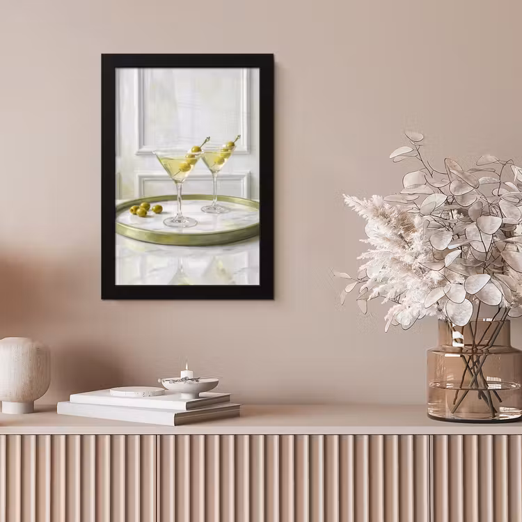 Drank - Martini - Olijven - Modern - Wit fotolijst zwart zonder passe partout klein -sfeer5