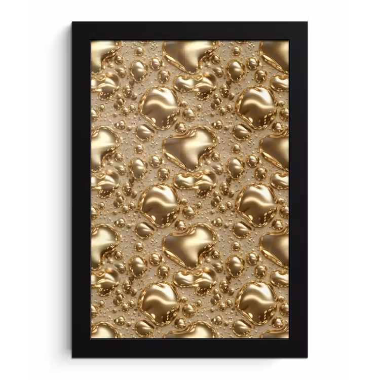 Druppels - Organisch - Goud fotolijst zwart zonder passe partout klein 224 -3d