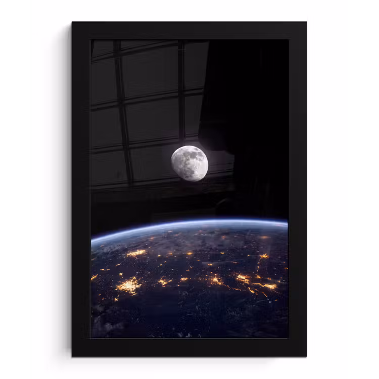 Framed Prints - Earth - Night - Space - Aarde - Nacht - Ruimte fotolijst zwart zonder passe partout klein