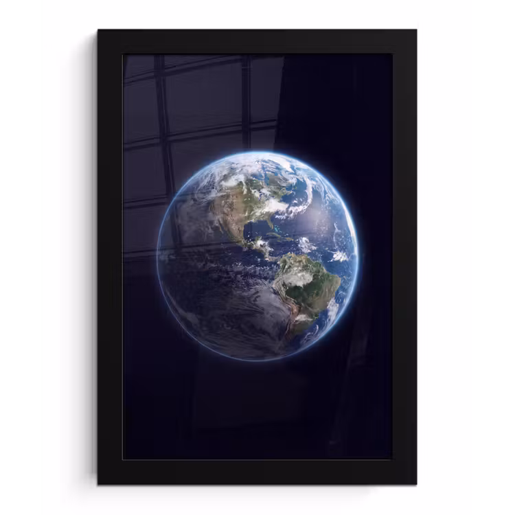 Framed Prints - Earth - Space - Cosmos - Aarde - Ruimte - Kosmos fotolijst zwart zonder passe partout klein