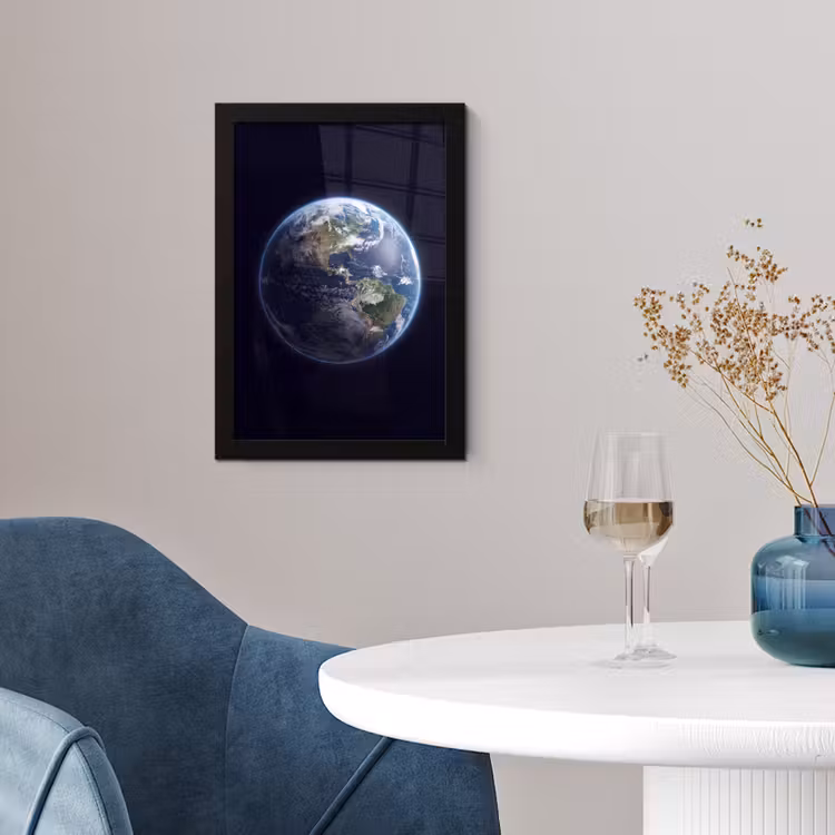 Framed Prints - Earth - Space - Cosmos - Aarde - Ruimte - Kosmos fotolijst zwart zonder passe partout klein