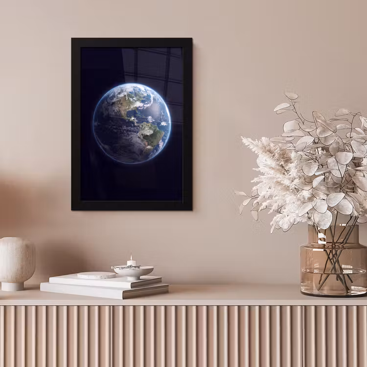 Framed Prints - Earth - Space - Cosmos - Aarde - Ruimte - Kosmos fotolijst zwart zonder passe partout klein