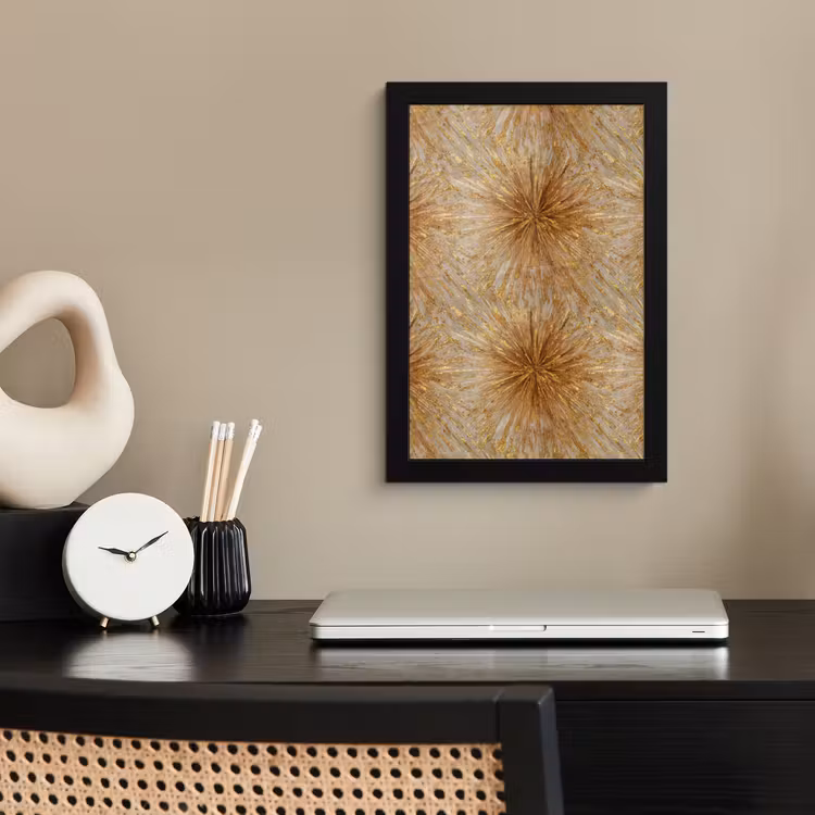 Explosie - Abstract - Goud - Wit fotolijst zwart zonder passe partout klein 224 -sfeer1