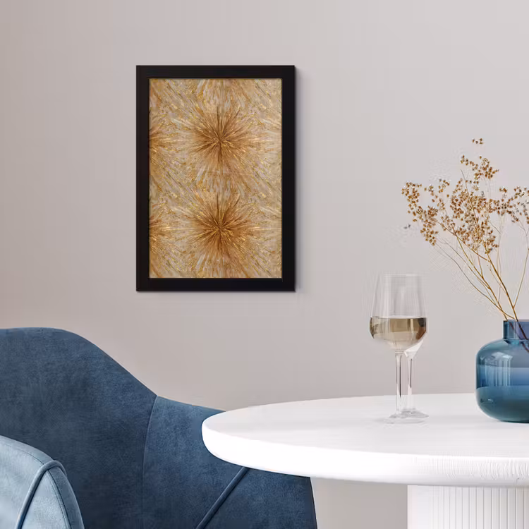 Explosie - Abstract - Goud - Wit fotolijst zwart zonder passe partout klein 224 -sfeer4