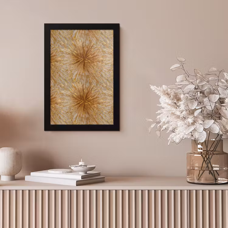 Explosie - Abstract - Goud - Wit fotolijst zwart zonder passe partout klein 224 -sfeer5