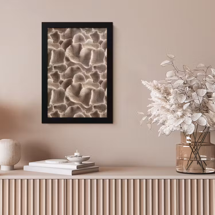 Waaiervorm - Beige - Vezel textuur fotolijst zwart zonder passe partout klein 224 -sfeer5