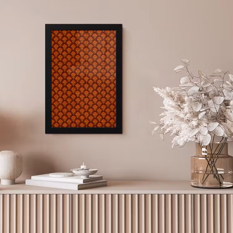 Waaiers - Art Deco - Botanisch - Roestbruin - Oranje fotolijst zwart zonder passe partout klein 224 -sfeer5
