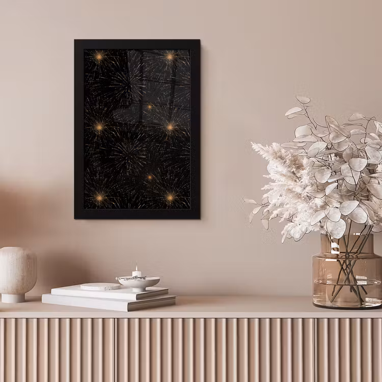 Vuurwerk - Patroon - Feestelijk - Goud - Zwart fotolijst zwart zonder passe partout klein 224 -sfeer5