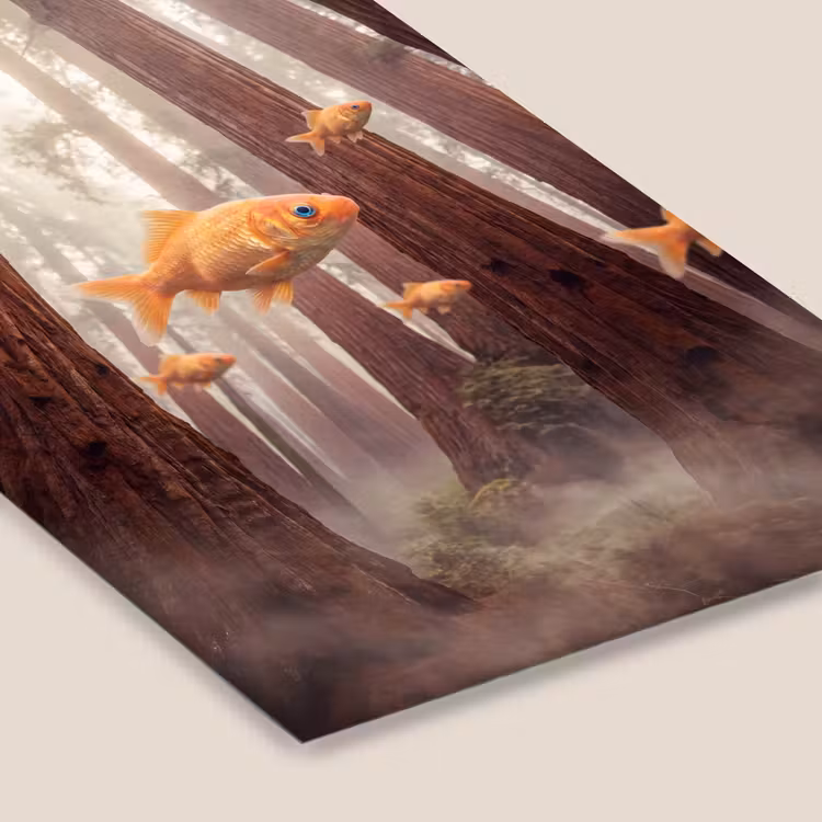 Framed Prints - Fish - Forest - Fantasy - Vis - Bos - Fantasie fotolijst zwart zonder passe partout klein