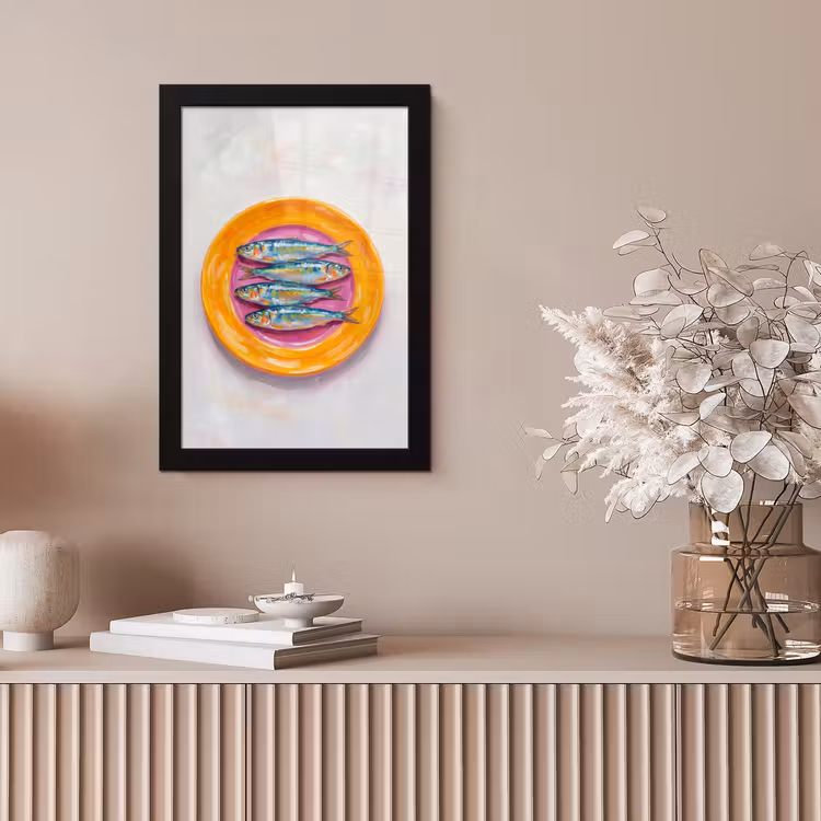 Vis - Vier - Eten - Modern - Kleurrijk fotolijst zwart zonder passe partout klein -sfeer5