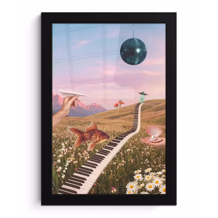 Framed Prints - Fish - Nature - Abstract - Vis - Natuur - Abstract fotolijst zwart zonder passe partout klein