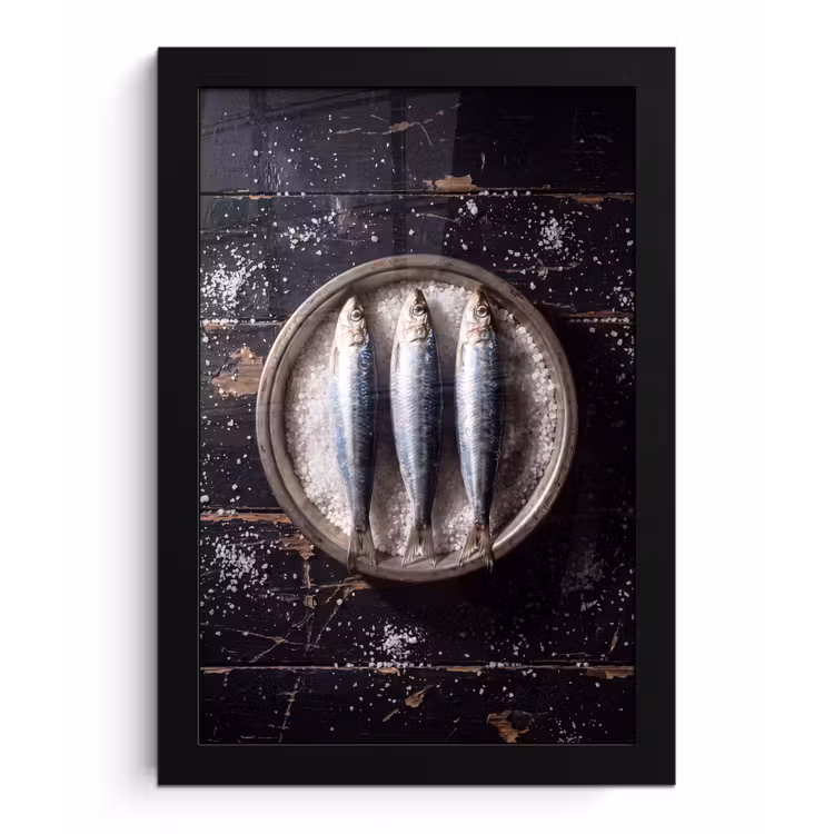 Framed Prints - Fish - Salt - Food - Vis - Zout - Eten fotolijst zwart zonder passe partout klein