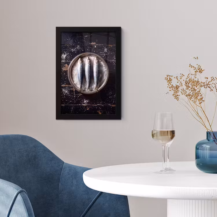 Framed Prints - Fish - Salt - Food - Vis - Zout - Eten fotolijst zwart zonder passe partout klein