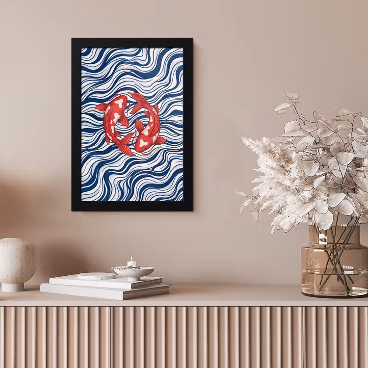 Vis - Water - Natuur - Illustratie - Rood fotolijst zwart zonder passe partout klein -sfeer5