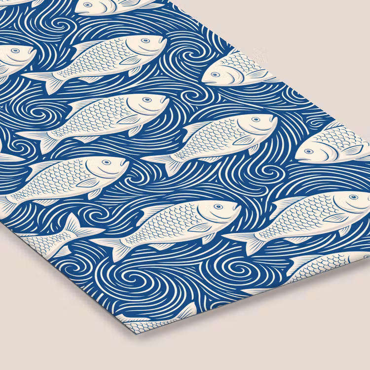 Vis - Water - Patroon - Grafisch - Blauw fotolijst zwart zonder passe partout klein -zsfeer6